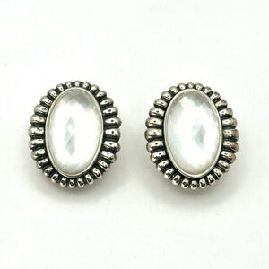 Lagos Sterling Silver Fluted & Mother Of Pearl CLIP ON Earrings